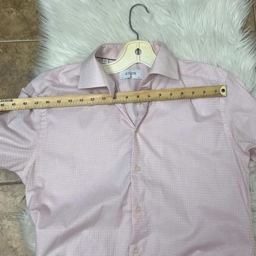 ETON pink gingham button up dress shirt 39 15.5 cotton